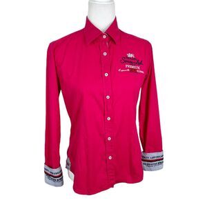 Soccx Button Down Shirt Women XL Pink Embroidered L/S Casual Luxury Juniors